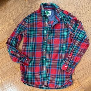 Boden Red and Green Blue Plaid Boys kids Shirt 13-14 button down